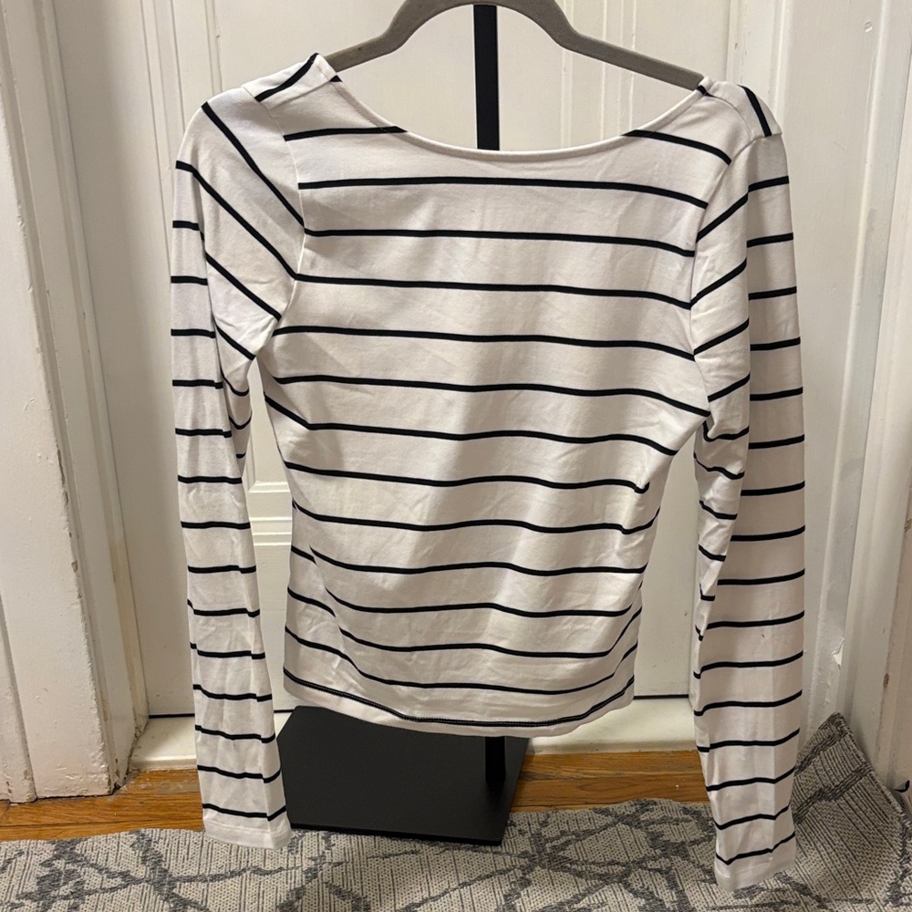 Madewell Black and White Striped Long Sleeve Tee